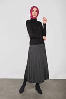 Tesettür giyim SİYAH BOĞAZLI FİTİLLİ TRİKO KAZAK 9202 