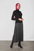 Tesettür giyim SİYAH BOĞAZLI FİTİLLİ TRİKO KAZAK 9202 