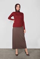 Tesettür giyim KIRMIZI BOĞAZLI FİTİLLİ TRİKO KAZAK 9202 