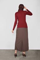 Tesettür giyim KIRMIZI BOĞAZLI FİTİLLİ TRİKO KAZAK 9202 