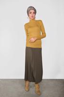 Tesettür giyim TURUNCU BOĞAZLI FİTİLLİ TRİKO KAZAK 9202 