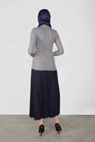 Tesettür giyim GRİ BOĞAZLI FİTİLLİ TRİKO KAZAK 9202 