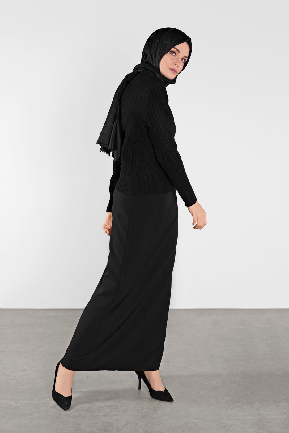 Tesettür giyim SİYAH FİTİLLİ KAZAK 9426 