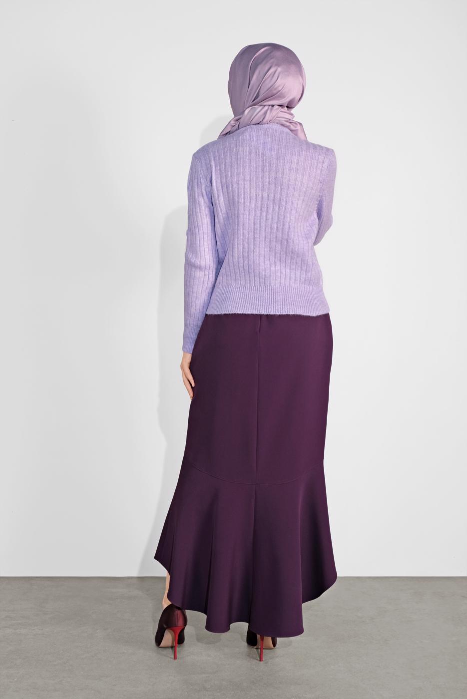 Vêtements hijab POURPRE PULL EN TRICOT À CÔTELÉ 9426