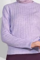 Vêtements hijab POURPRE PULL EN TRICOT À CÔTELÉ 9426