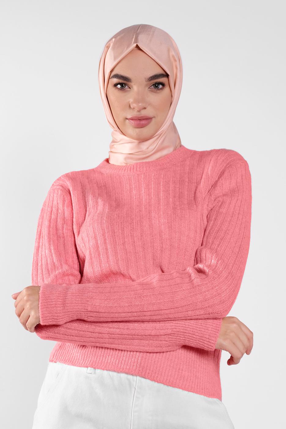 Vêtements hijab CORAIL PULL EN TRICOT À CÔTELÉ 9426 