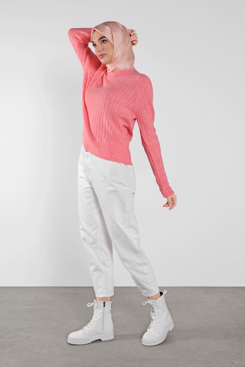 Vêtements hijab CORAIL PULL EN TRICOT À CÔTELÉ 9426 