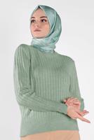 Tesettür giyim YEŞİL FİTİLLİ KAZAK 9426 