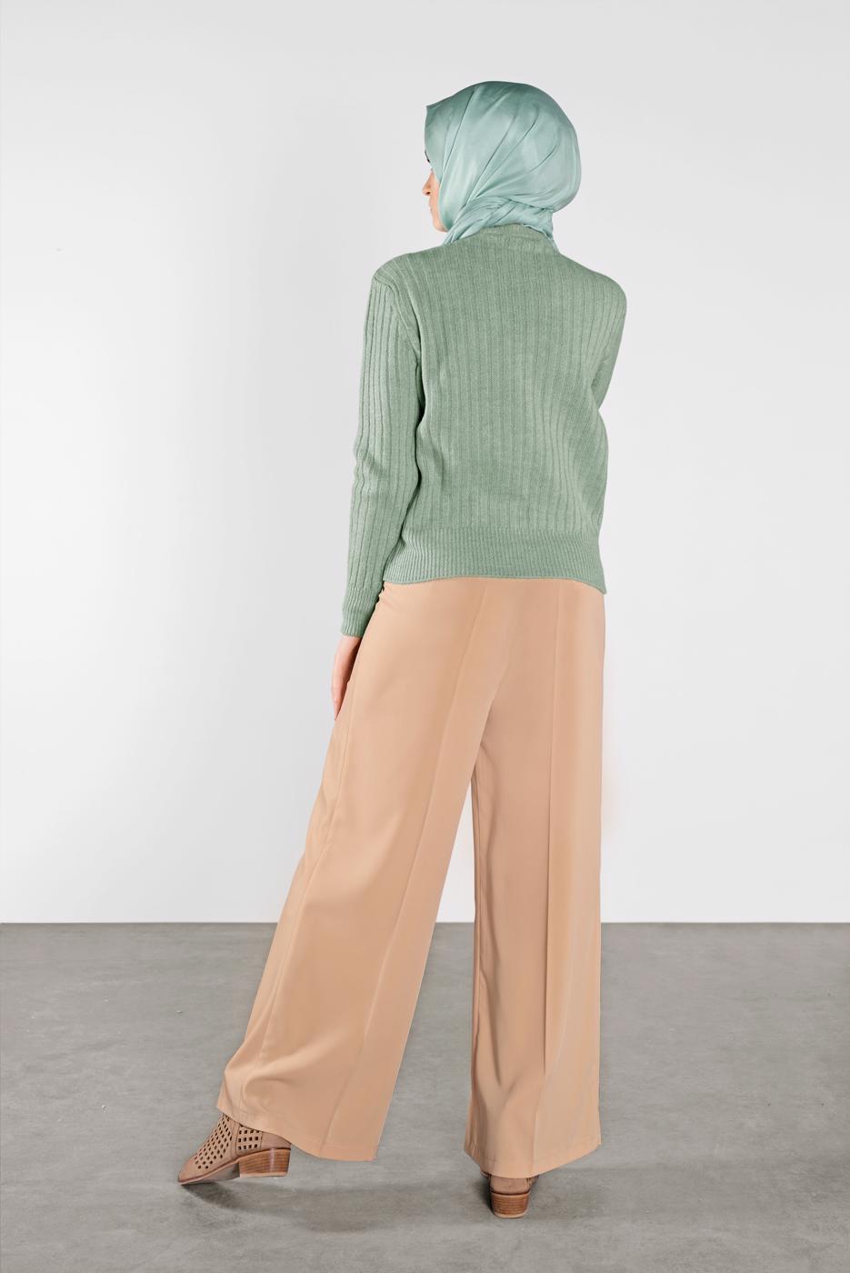 Tesettür giyim YEŞİL FİTİLLİ KAZAK 9426 