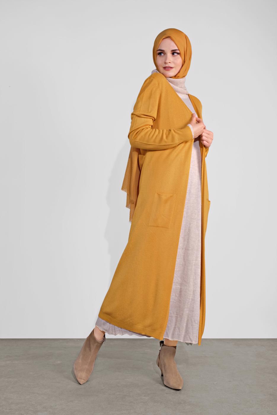 Tesettür giyim TURUNCU TRİKO HIRKA 15441-1 