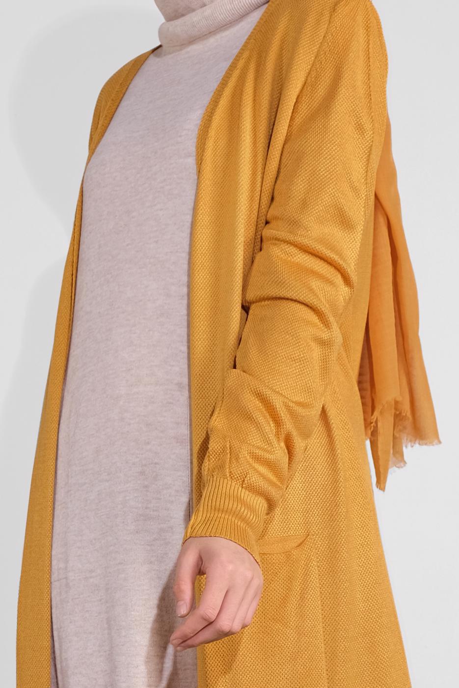 Tesettür giyim TURUNCU TRİKO HIRKA 15441-1 