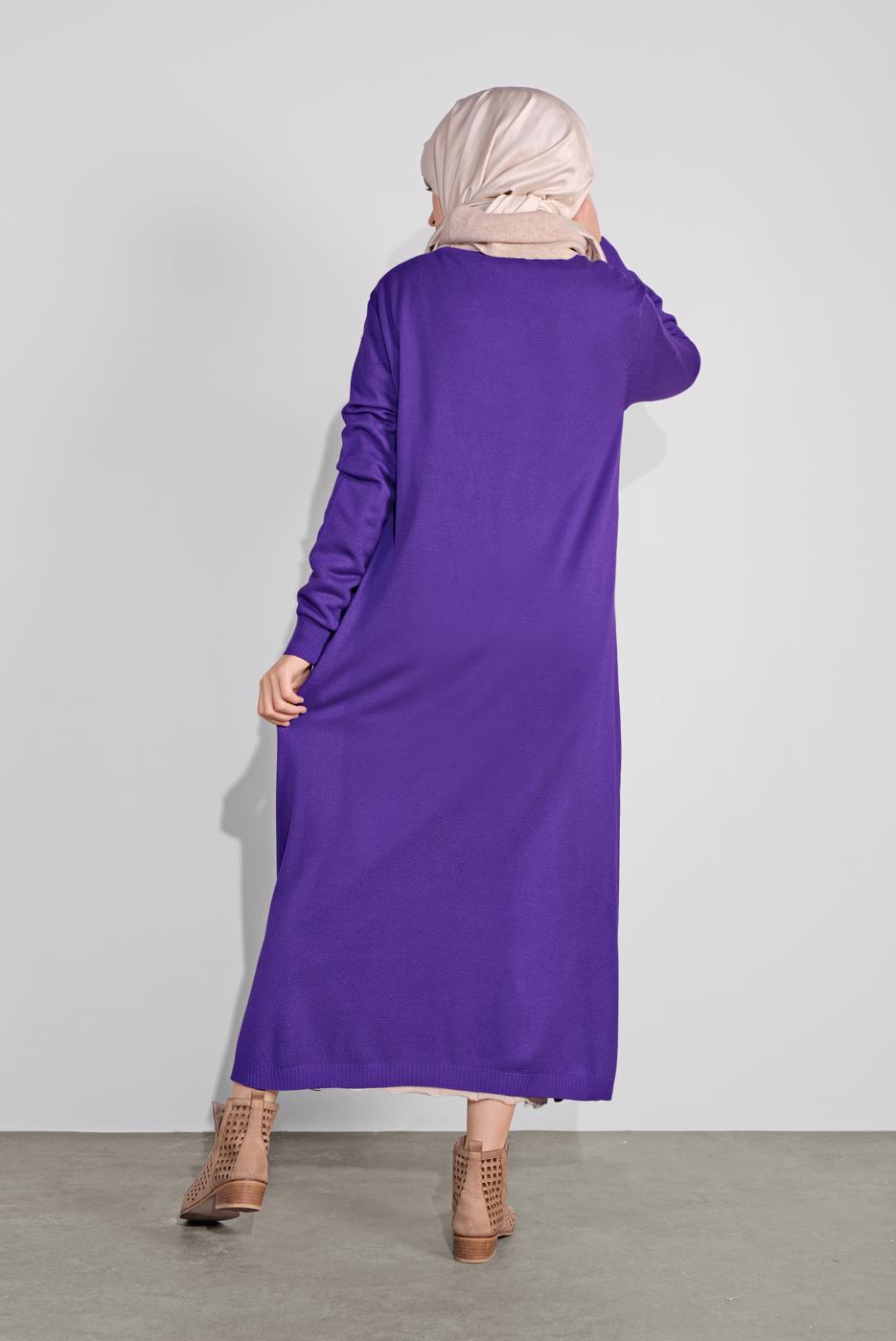 Hijab clothing PURPLE KNIT CARDIGAN 15441-1 