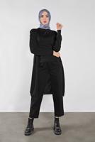 Tesettür giyim SİYAH CEPLİ TRİKO HIRKA 15441