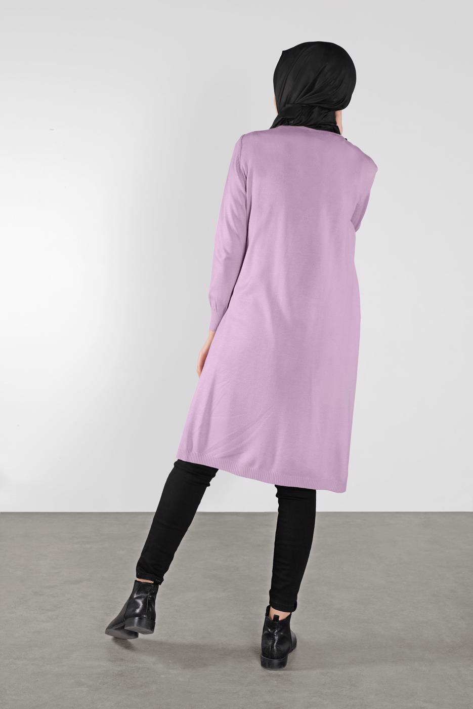 Tesettür giyim MOR CEPLİ TRİKO HIRKA 15441