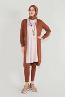 Tesettür giyim KAHVE CEPLİ TRİKO HIRKA 15441