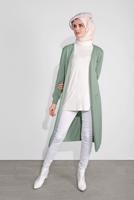 Tesettür giyim YEŞİL CEPLİ TRİKO HIRKA 15441