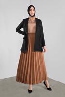 Tesettür giyim SİYAH KRUVAZE YAKA KEMERLİ CEKET  40123 