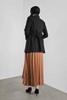 Tesettür giyim SİYAH KRUVAZE YAKA KEMERLİ CEKET  40123 