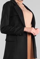 Tesettür giyim SİYAH KRUVAZE YAKA KEMERLİ CEKET  40123 