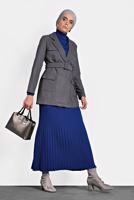 Tesettür giyim GRİ KRUVAZE YAKA KEMERLİ CEKET  40123 