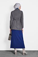 Tesettür giyim GRİ KRUVAZE YAKA KEMERLİ CEKET  40123 