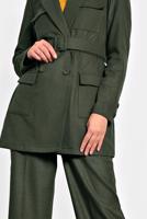 Tesettür giyim HAKİ KRUVAZE YAKA KEMERLİ CEKET  40123 