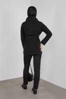 Tesettür giyim SİYAH  ALVİNA  KUŞAKLI KADİFE CEKET 40246	