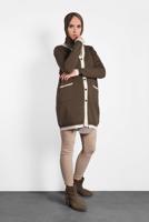 Tesettür giyim KAHVE  ALVİNA SİMLİ CEPLİ TRİKO CEKET 40281