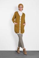 Tesettür giyim TURUNCU  ALVİNA SİMLİ CEPLİ TRİKO CEKET 40281