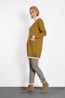 Tesettür giyim TURUNCU  ALVİNA SİMLİ CEPLİ TRİKO CEKET 40281