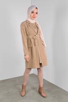 Tesettür giyim BEJ ALVİNA FİTİLLİ KADİFE CEKET  40351  