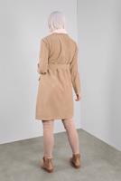 Tesettür giyim BEJ ALVİNA FİTİLLİ KADİFE CEKET  40351  