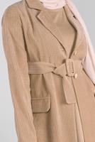 Tesettür giyim BEJ ALVİNA FİTİLLİ KADİFE CEKET  40351  