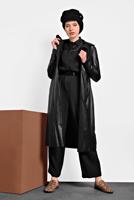 Tesettür giyim SİYAH ALVİNA KEMERLİ DERİ CEKET 40395	