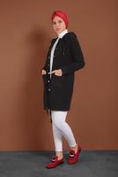 Tesettür giyim SİYAH ALVİNA KAPÜŞONLU CEP DETAYLI CEKET 40411 