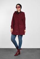 Tesettür giyim BORDO ALVİNA KAPÜŞONLU CEP DETAYLI CEKET 40411 