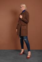 Tesettür giyim TURUNCU ALVİNA KAPÜŞONLU CEP DETAYLI CEKET 40411 