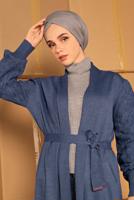 Tesettür giyim LACİVERT KOLLARI ÖRGÜ TRİKO HIRKA 42441 