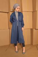 Tesettür giyim LACİVERT KOLLARI ÖRGÜ TRİKO HIRKA 42441 