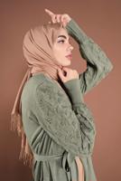 Tesettür giyim YEŞİL KOLLARI ÖRGÜ TRİKO HIRKA 42441 