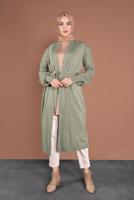 Tesettür giyim YEŞİL KOLLARI ÖRGÜ TRİKO HIRKA 42441 