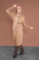 Tesettür giyim KAHVE KOLLARI ÖRGÜ TRİKO HIRKA 42441 