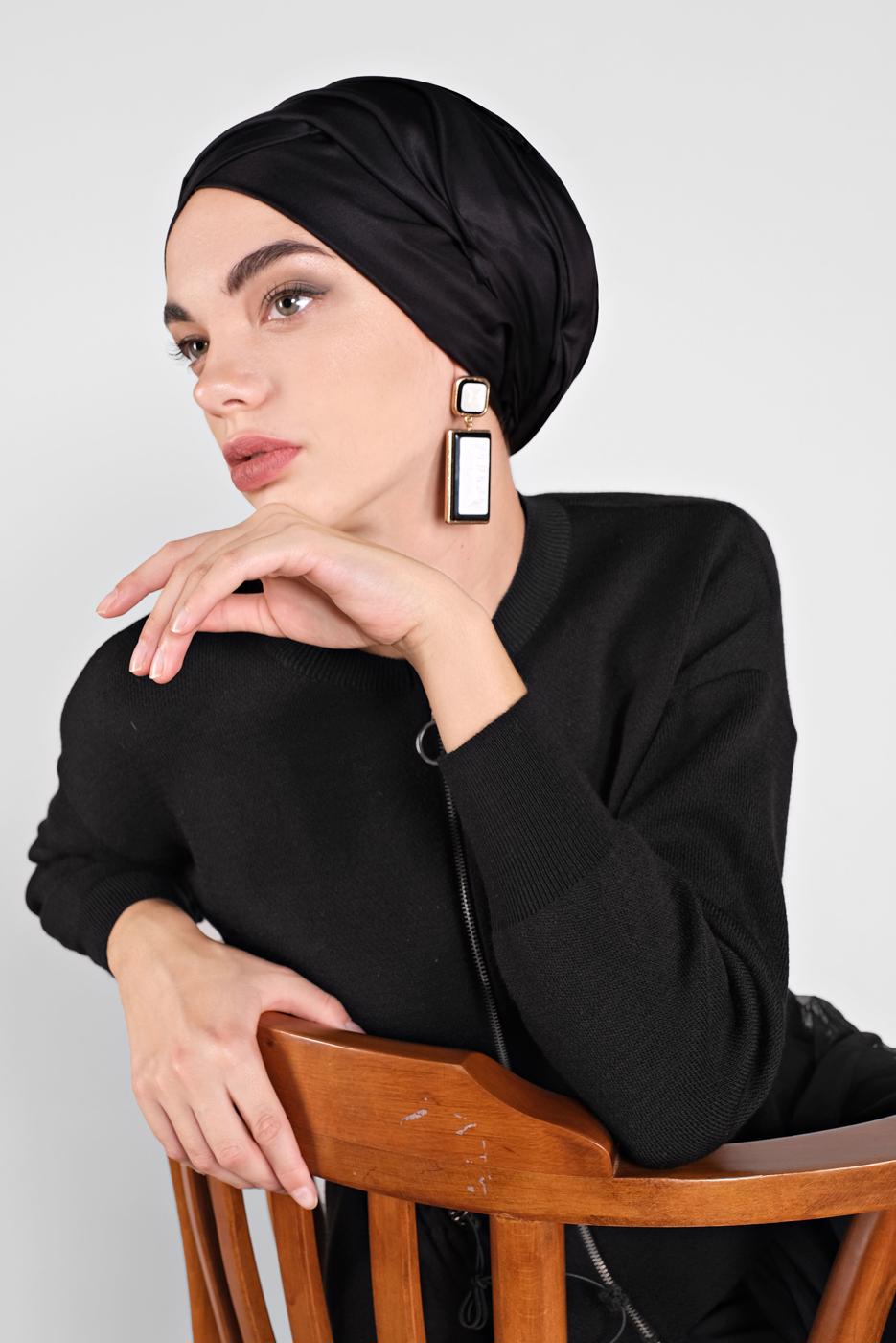 Tesettür giyim SİYAH TÜLLÜ FERMUARLI CEKET 59341