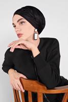 Tesettür giyim SİYAH TÜLLÜ FERMUARLI CEKET 59341