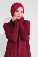 Tesettür giyim BORDO ÖRME TRİKO HIRKA 64441