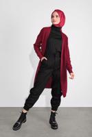 Tesettür giyim BORDO ÖRME TRİKO HIRKA 64441