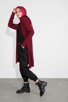 Tesettür giyim BORDO ÖRME TRİKO HIRKA 64441