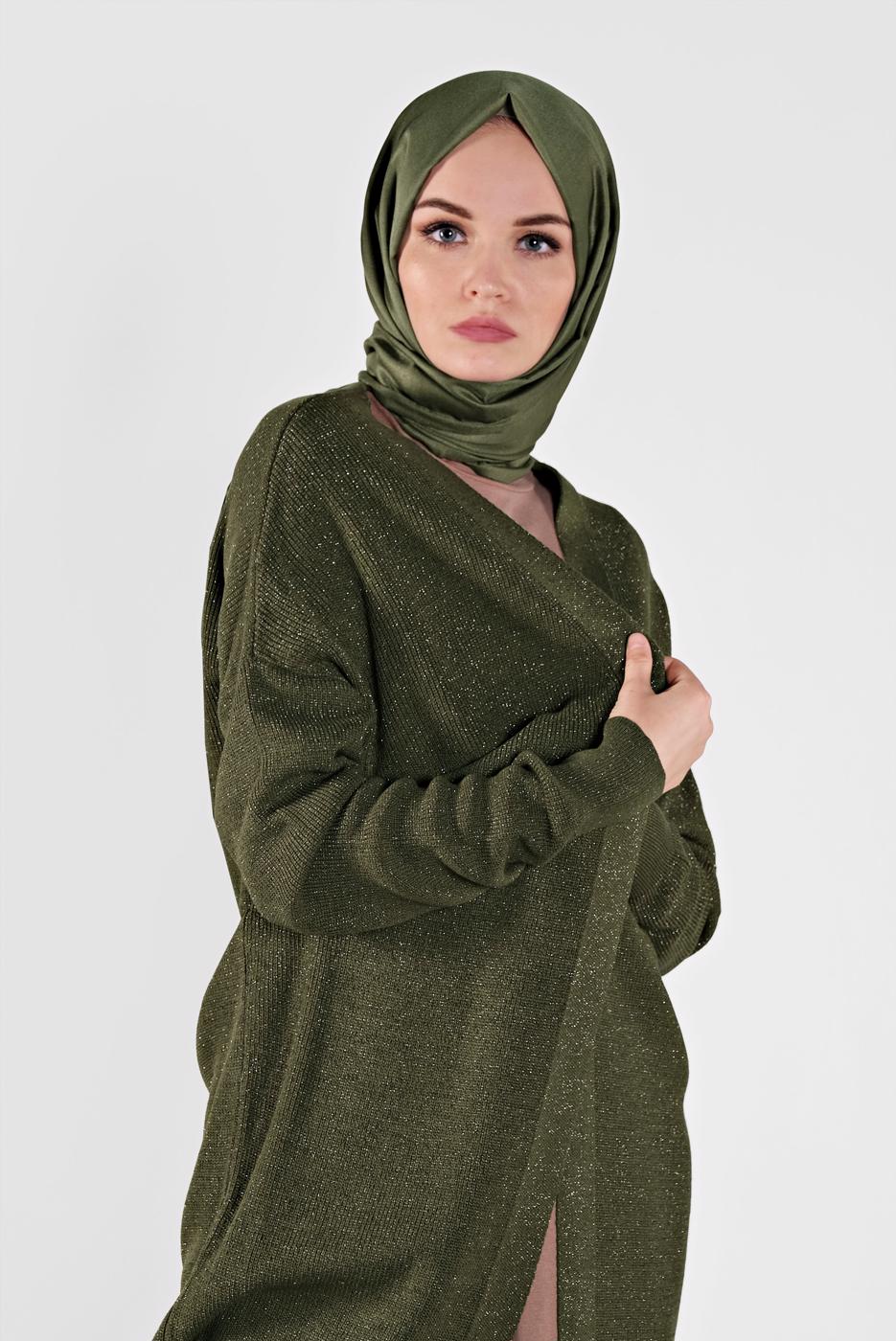 Hijab clothing KHAKI KNIT CARDIGAN 64441