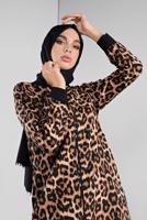 Hijab clothing BROWN ZIPPED ANIMAL PRINT JACKET 0346