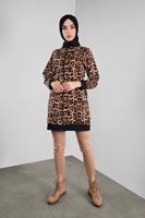 Hijab clothing BROWN ZIPPED ANIMAL PRINT JACKET 0346 